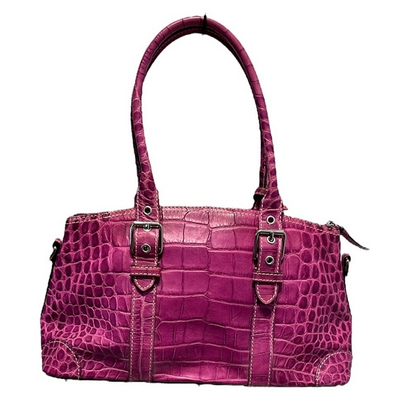 🅴 DOONEY & BOURKE NILE COLLECTION Croc Embossed Leather Satchel - Picture 8 of 9